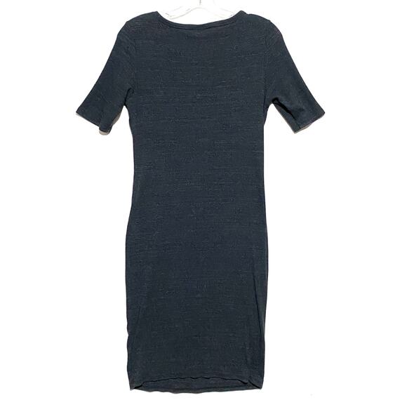 LuLaRoe Ribbed Charcoal Julia Bodycon Midi Dress M Normcore Quiet Luxury Casual - Picture 2 of 7